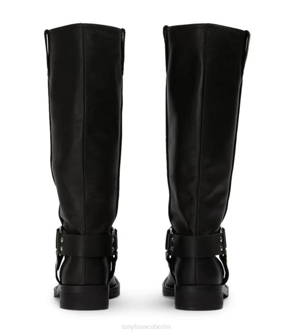 Kampfstiefel| de Tony Bianco Frauen Biker-Kalbsstiefel schwarzes Wachs 4624561